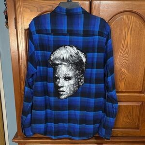 P!nk upcycled flannel tee One of a Kind